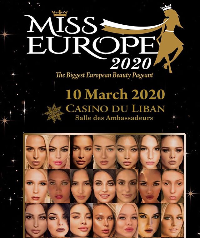 Финал конкурса MISS EUROPE 2020 состоится в Ливане 10 марта.